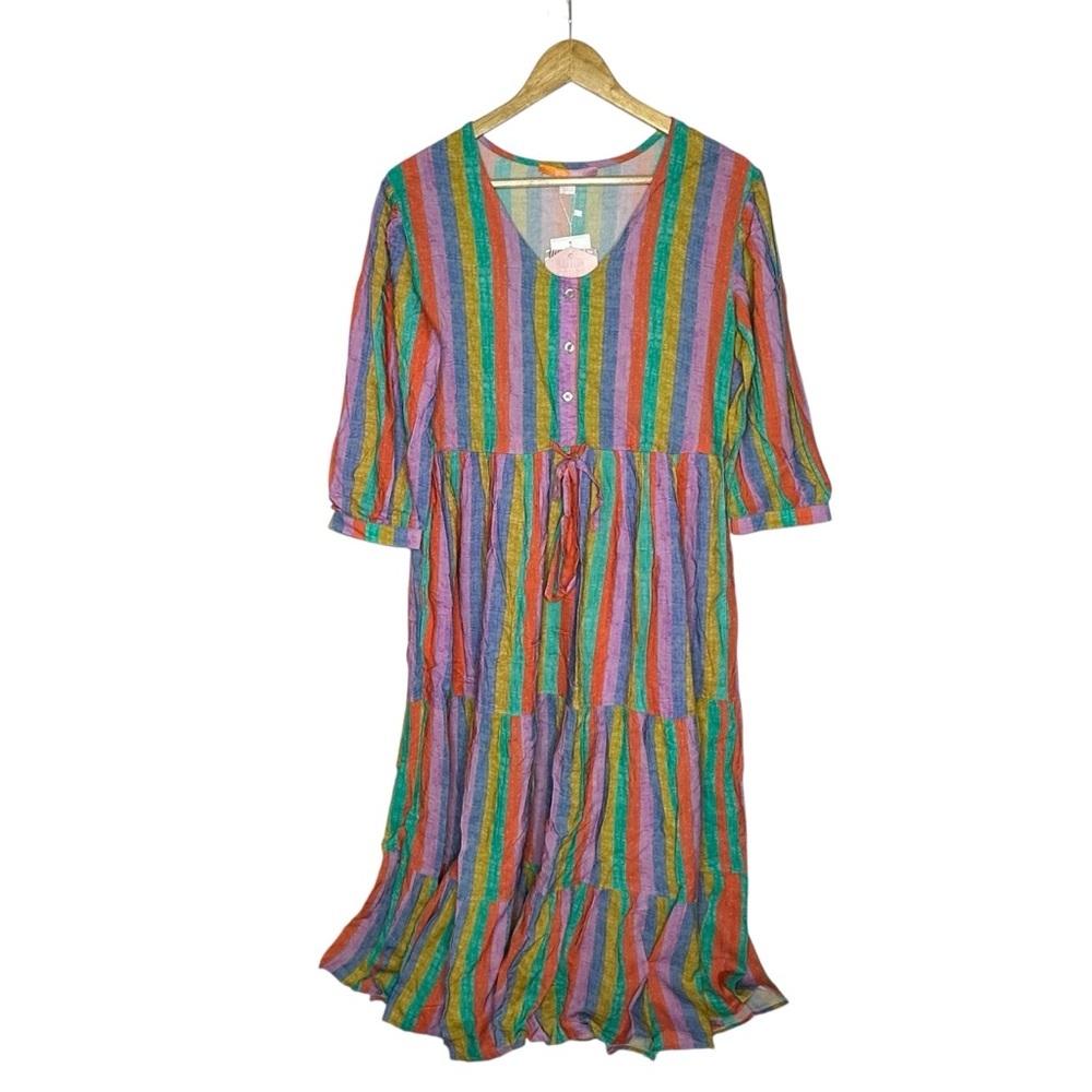 NWT Briton Court 3/4 Sleeve Stripe Maxi Dress s - Picture 2 of 9